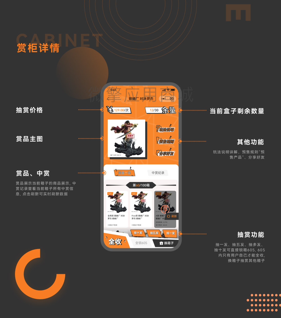 賞柜詳情，抽賞價格，賞品主圖，當前盒子剩余數(shù)量